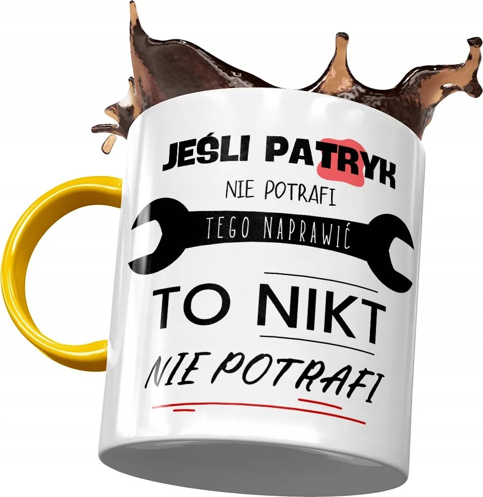 Sárga bögre Patrik Férj Kolléga Ajándék Nyomtatott Fotóval