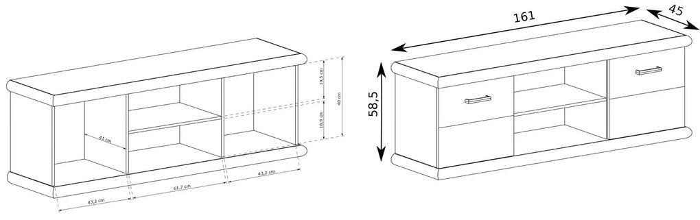 TV asztal/szekrény Kenny 11 (fehér craft + arany craft). 1057836