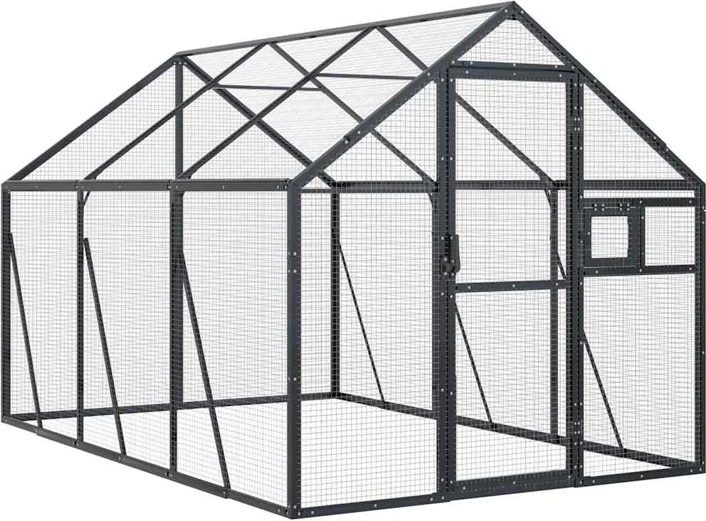 vidaXL antracit alumínium madárház 1,79 x 3 x 1,85 m