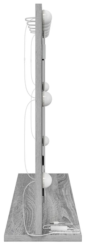 Toalett Tükör LED -es lámpákkal Szürke Sonoma 80 x 55 x 18 cm