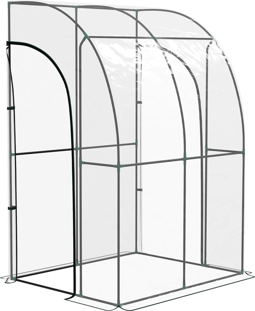Outsunny Fali Üvegház, Balkon Üvegház, Erősített PVC Ponyva, Acél Váz, 2 Feltekerhető Cipzáras Ajtó, Zöldségek, Növények, Virágok Számára, Beltéri és