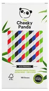 Szívószál, egyenes, bambusz, XL méret, 100 db, CHEEKY PANDA, vegyes színek (KHH915)