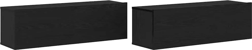 vidaXL TV szekrény 2 pcs Fekete 100 x 30 x 30 cm Faanyag