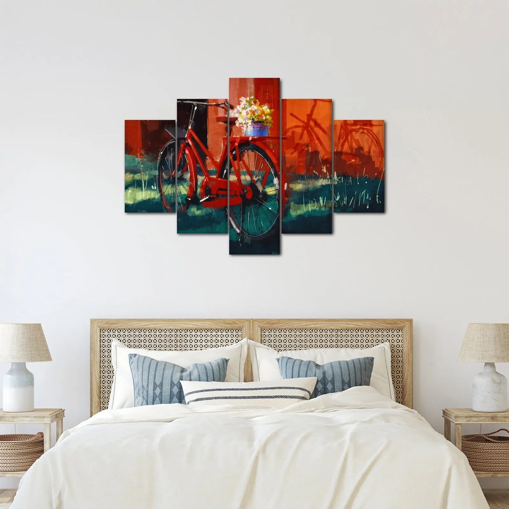 Piros kerék képe, akril festés (150x105 cm)