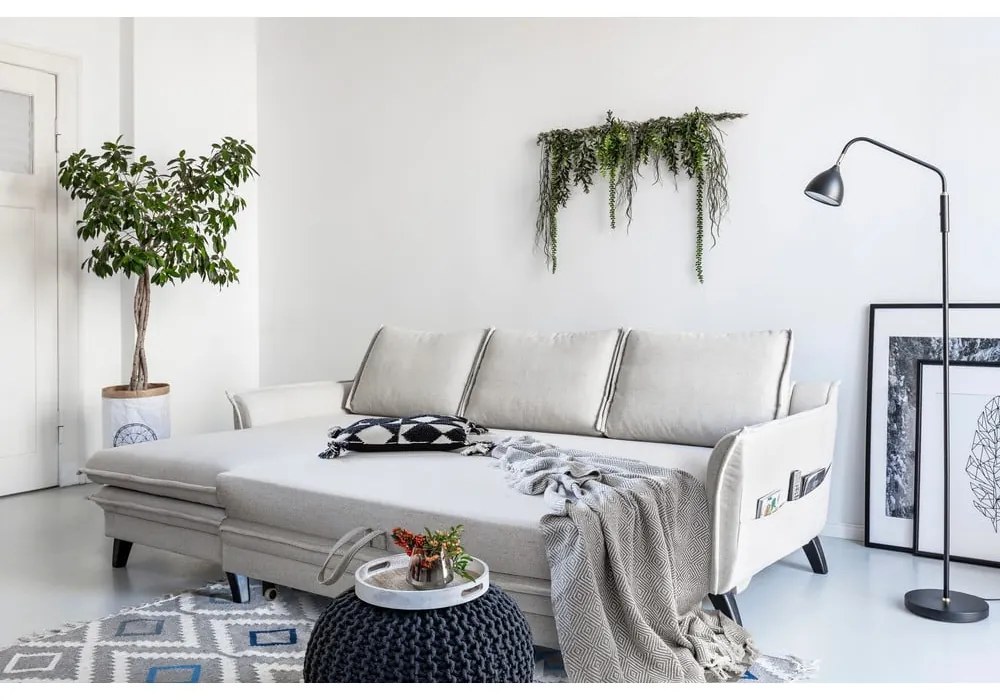 Charming Charlie világosszürke kinyitható sarokkanapé, bal oldali - Miuform