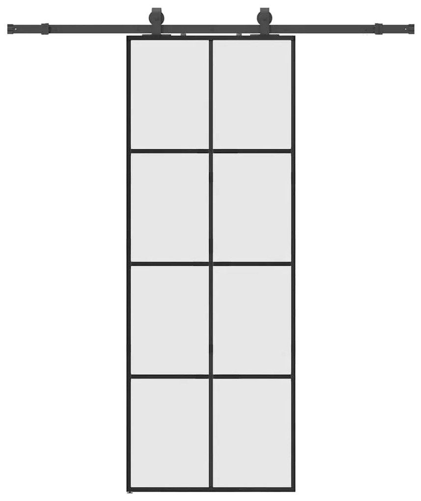 Fekete ESG üveg tolóajtó fémszerelvény-szettel 76x205 cm