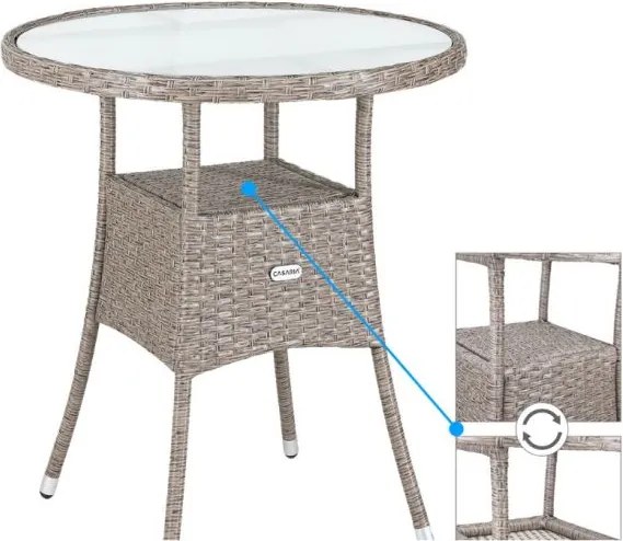 Casaria® Rattan asztal - krémszínű