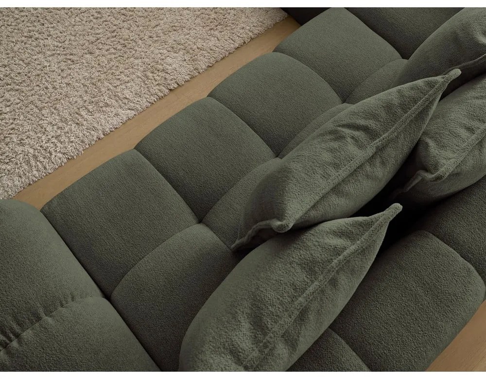 Zöld zsenília kinyitható-tárolóhelyes sarokkanapé (bal oldali-L alakú) Everest – Bobochic Paris