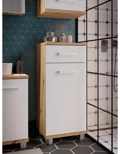 VENOM fürdőszobai szekrény fehér/artisan tölgy