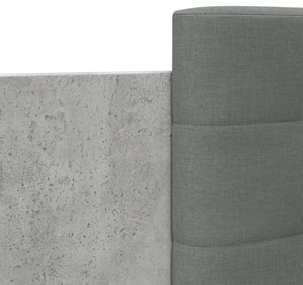betonszürke ágykeret fejtámlával és LED-világítással 75x190 cm