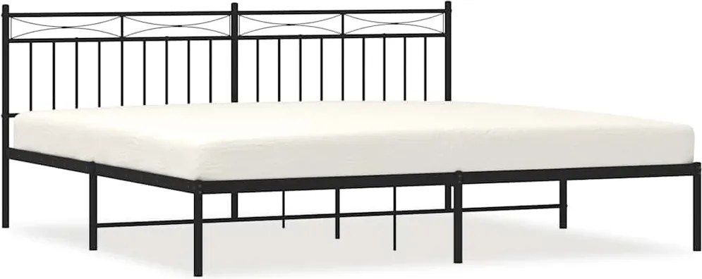 vidaXL fekete fém ágykeret fejtámlával 193 x 203 cm