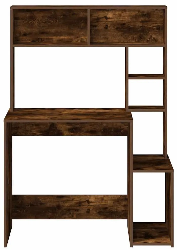 vidaXL füstös tölgy szerelt fa íróasztal polcokkal 100x45x140 cm