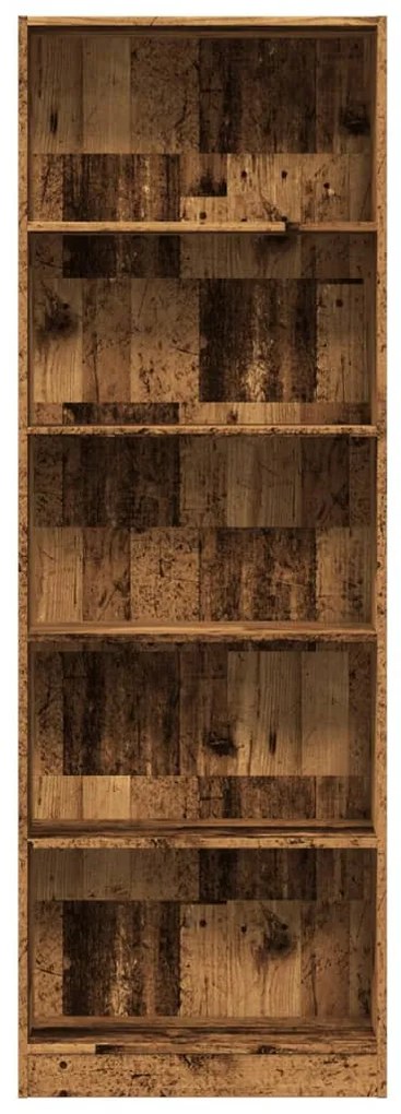 antik fa színű szerelt fa könyvespolc 60 x 24 x 176 cm