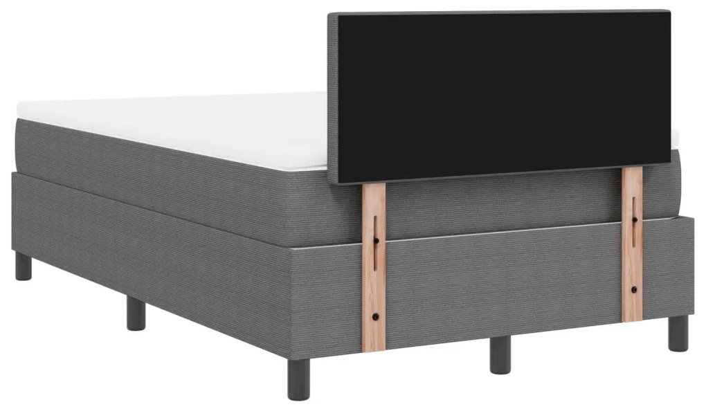 Box Spring Ágy Matraccal Világosszürke 120x200 cm Kordbársony Szövet