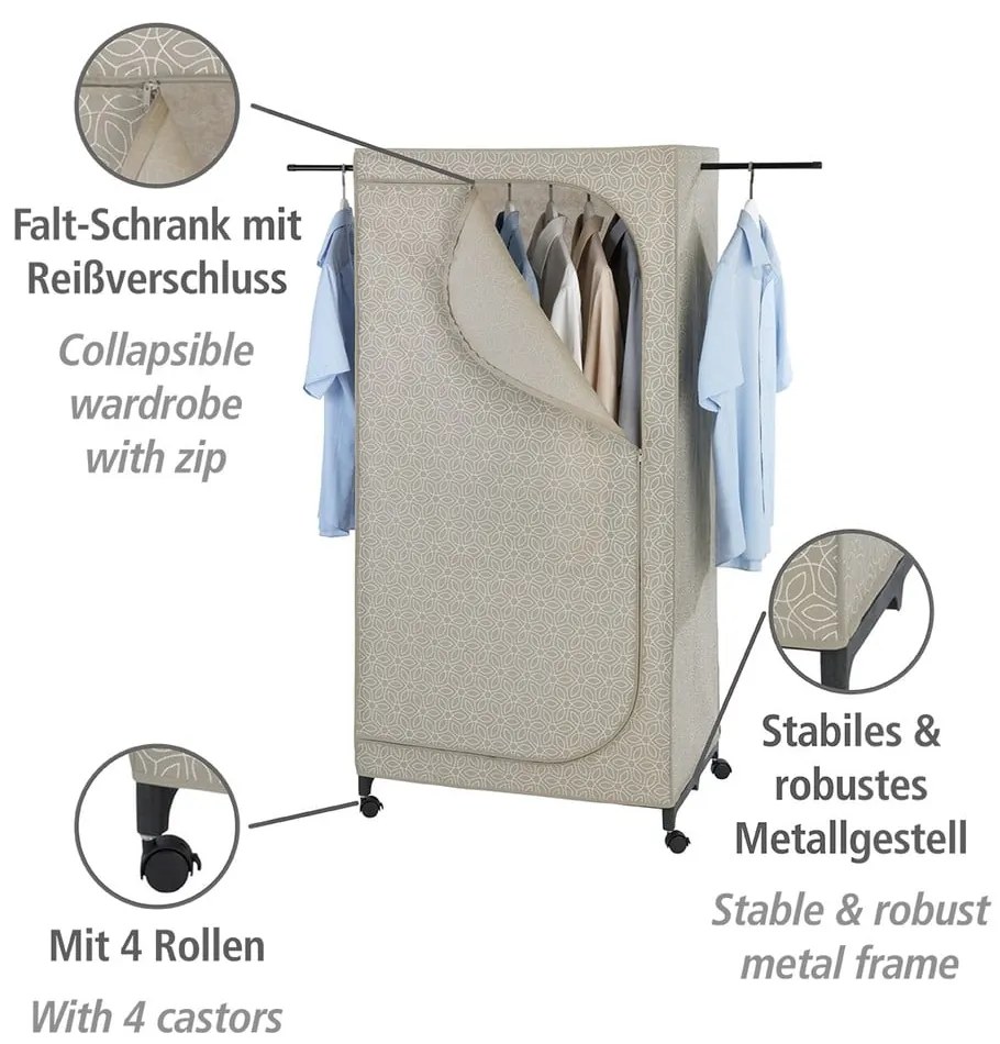 Bézs textil ruhásszekrény 75x160 cm Balance – Wenko