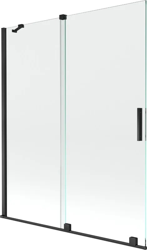 Mexen Velar 2-szárnyú tolható fürdőszobai paraván 140 x 150 cm, átlátszó, fekete - 896-140-000-01-70