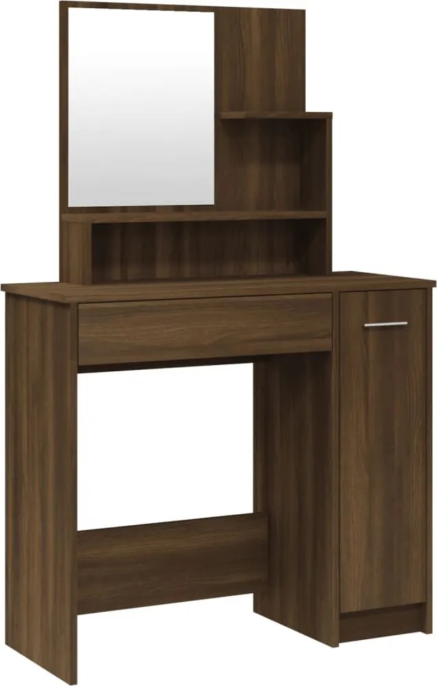vidaXL barna tölgy színű fésülködőasztal tükörrel 86,5 x 35 x 136 cm