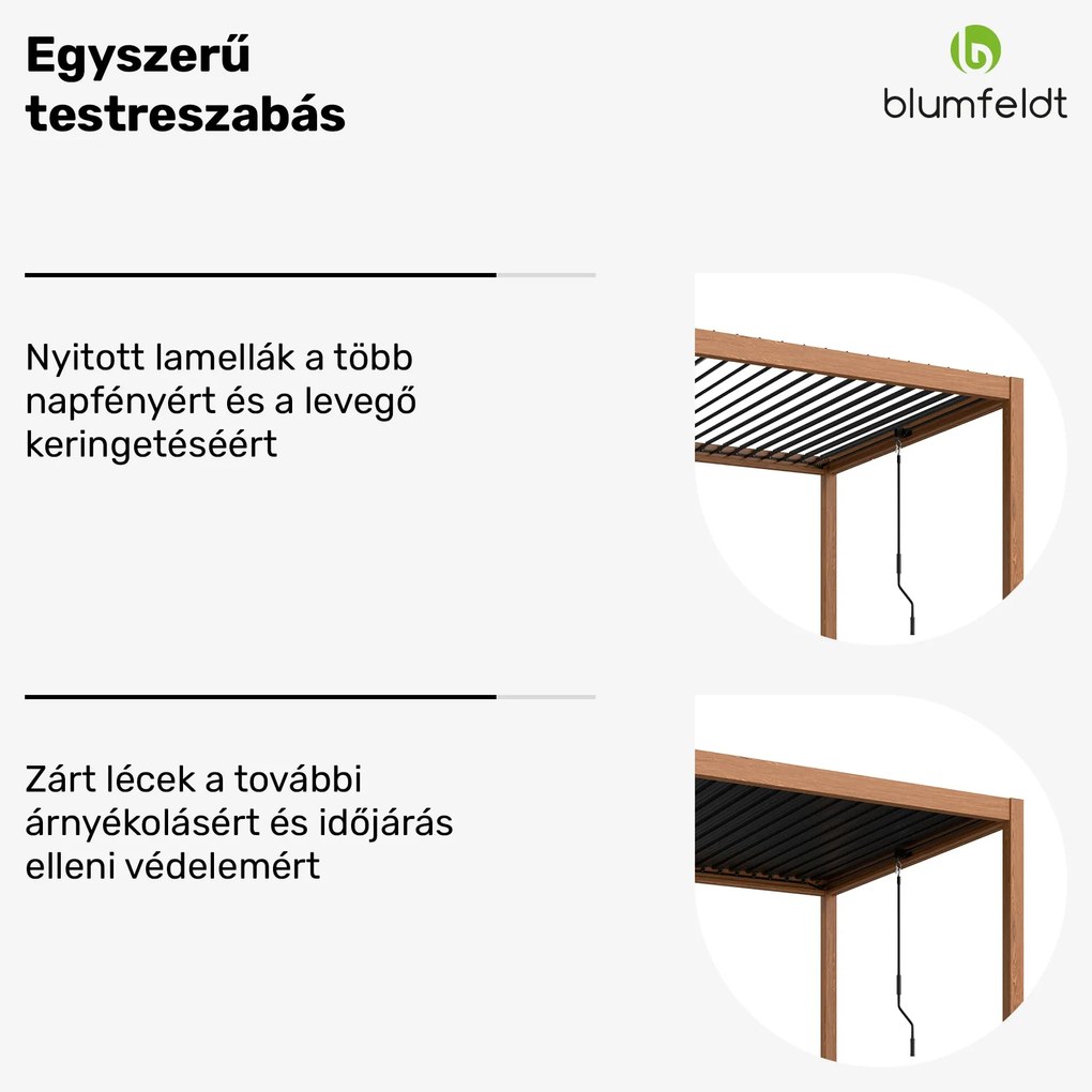 LuminaHaven Pergola 3x3 Horganyzott acél Fa színű