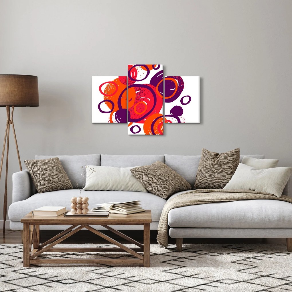 Kép - Motívum körökkel meleg színekben (90x60 cm)