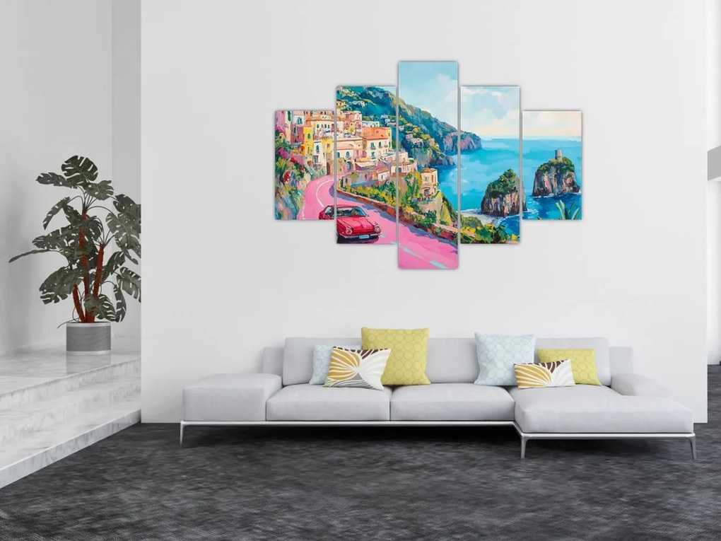 Kép - Rózsaszín part menti út (150x105 cm)