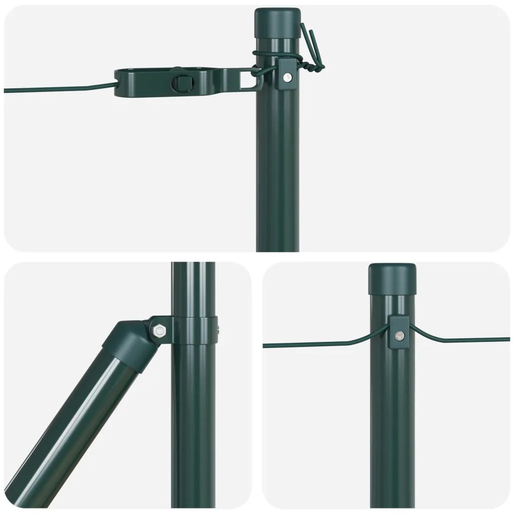 Kerítésoszlopok 26 db Zöld Ø32 mm 120 cm Horganyzott Acél