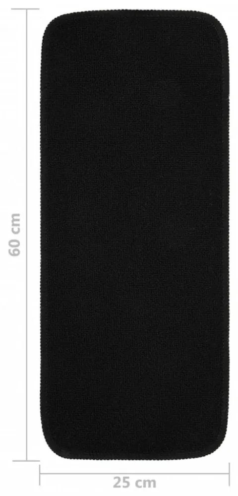 15 db fekete négyszögű csúszásmentes lépcsőszőnyeg 60 x 25 cm