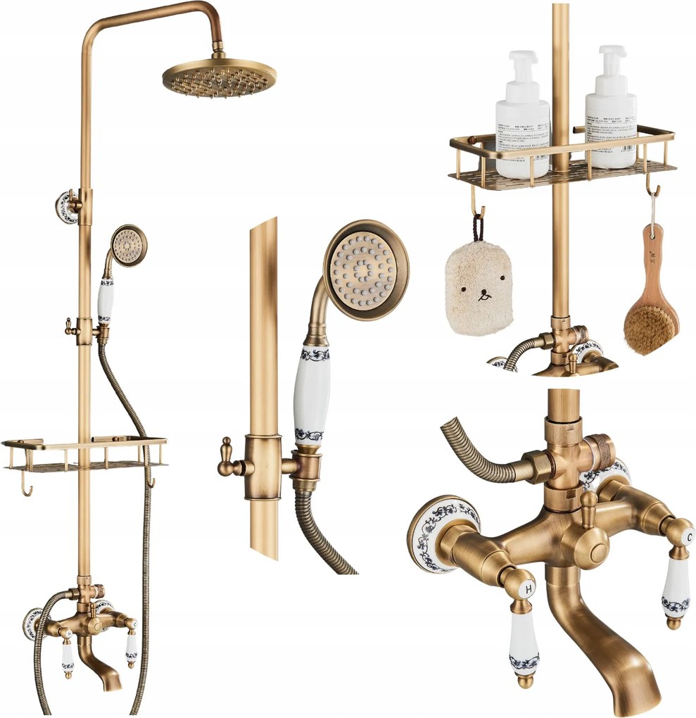 Fürdőszoba Zuhany Retro Régi Stílusú Falra Szerelhető Kerek Esőztető