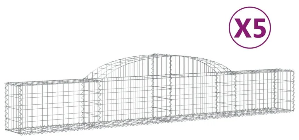 5 db íves horganyzott vas gabion kosár 300x30x40/60 cm
