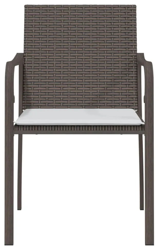 2 db barna polyrattan kerti szék párnával 56 x 59 x 84 cm