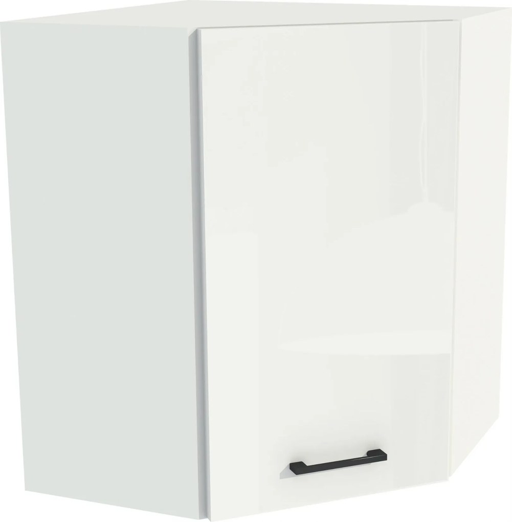 Konyhaszekrény felső sarok 60/72 Capri Fehér front Fehér Akril Fényes