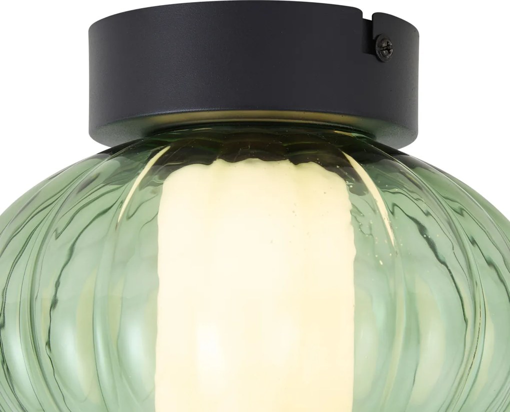 Design mennyezeti lámpa fekete 18 cm zöld üveggel, 3 fokozatban szabályozható LED-del - Margherite