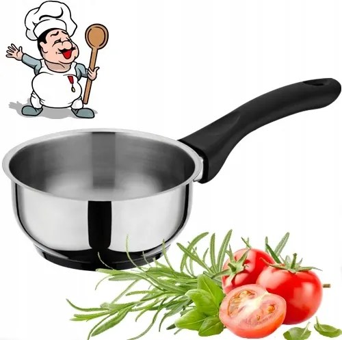 Rozsdamentes serpenyő 18cm 2,0L. Serpenyő bakelit nyéllel Indukciós Gáz Koko