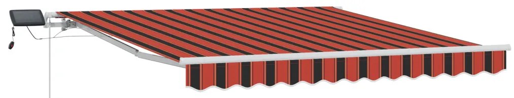 Manuális Behúzható Napernyő LED-del Narancs és Barna 300x250 cm