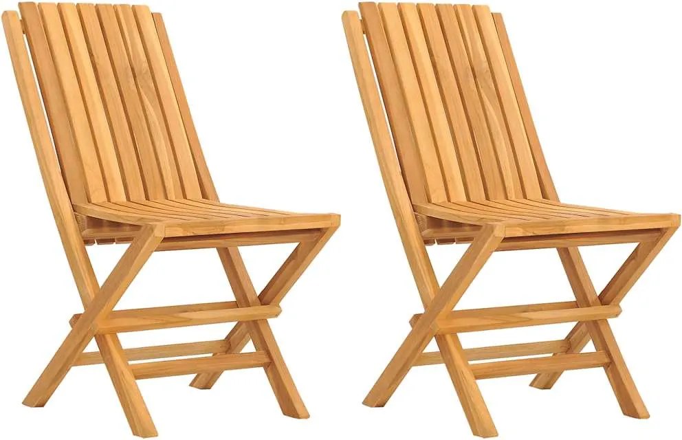 vidaXL 2 db összecsukható tömör tíkfa kerti szék 47 x 47 x 89 cm