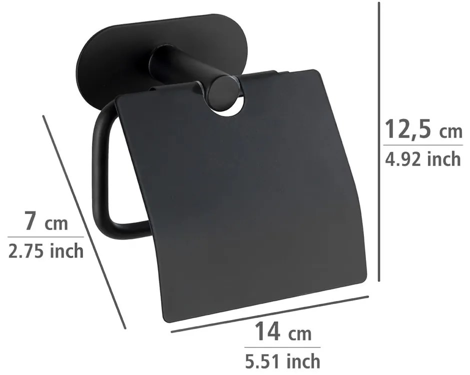 Orea fekete falra szerelhető WC-papír tartó - Wenko