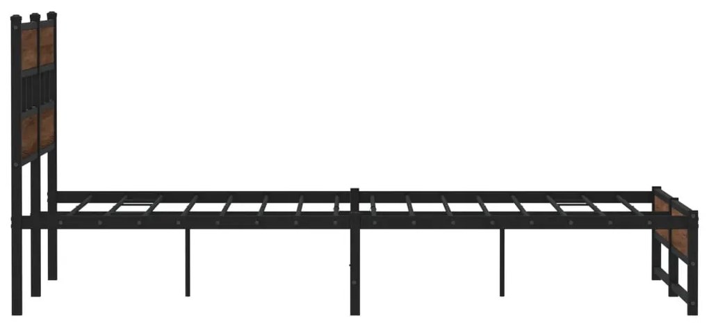 barna tölgy színű fém ágykeret matrac nélkül 140 x 200 cm