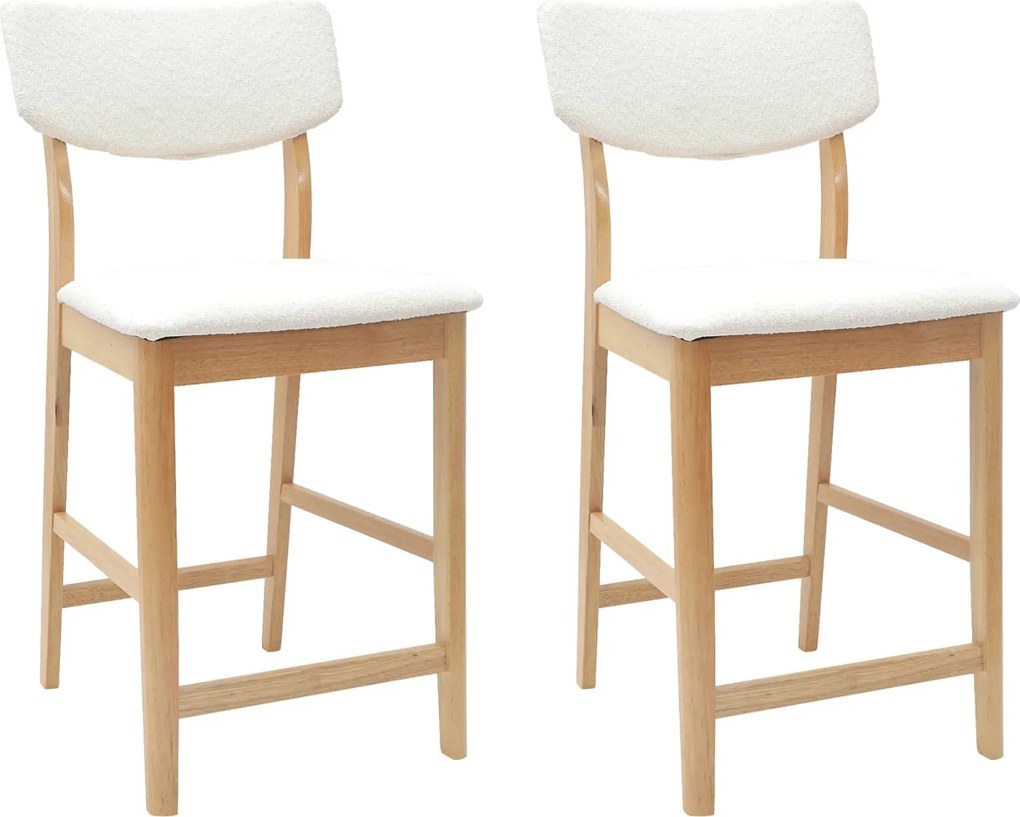 vidaXL Étkező Székek 2 pcs Természetes 48 x 49 x 95 cm Tömör Gumi Fa