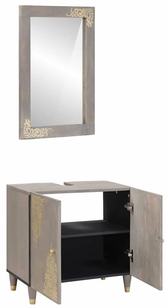 Fürdőszoba bútor szett tárolóval 2 pcs Szürke 62 x 33 x 58 cm