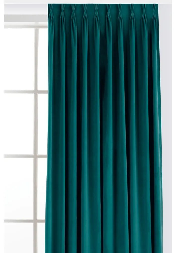 Petróleumkék bársony dimout (részleges sötétítő) függöny 265x250 cm Velto – Filumi