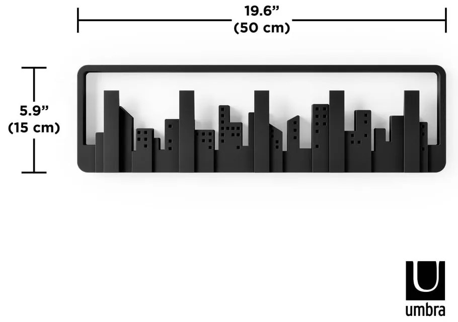 Fekete műanyag fali fogas Skyline – Umbra