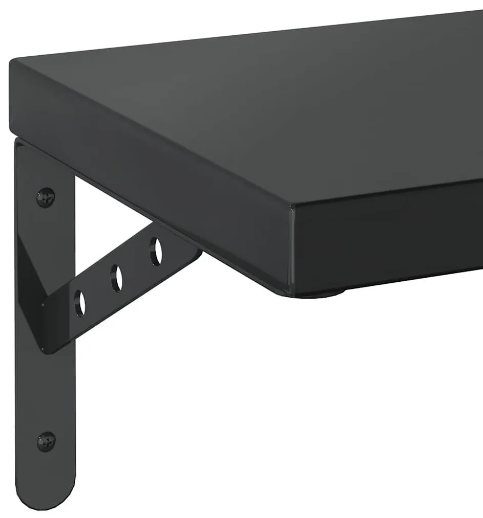 2 db fekete rozsdamentes acél fali polc 75 x 23,5 cm