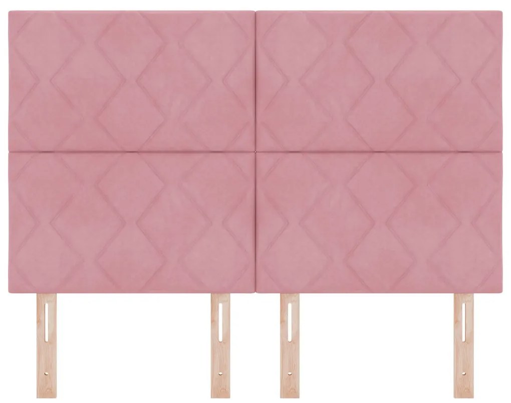 Rózsaszín gyémánt blokk mintás fejtámla 160 cm bársony