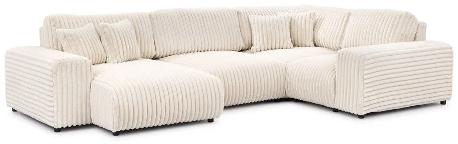 Krémszínű kordbársony sarokkanapé (jobb oldali-U alakú) Justin – Ropez