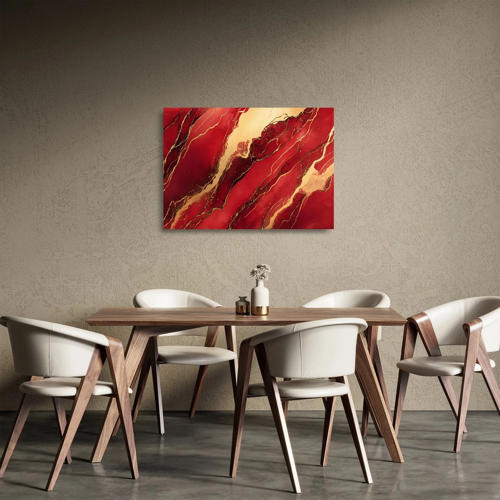 Üveg kép - Vörös-arany márvány (70x50 cm)