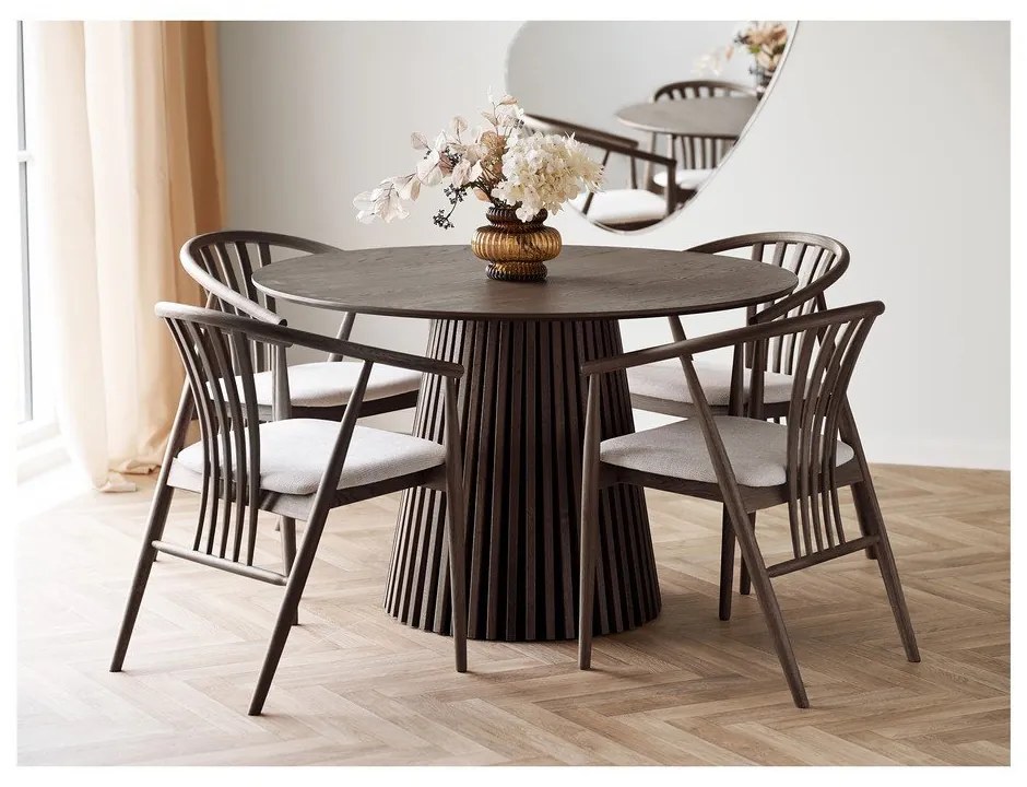 Sötétbarna tölgyfa karfás étkezőszék Agustin – House Nordic