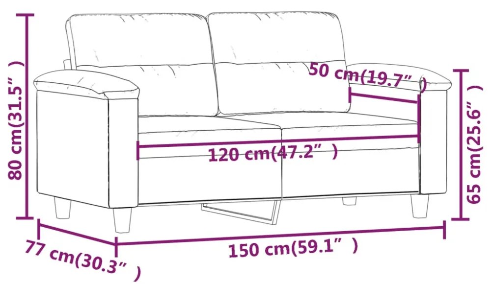 kétszemélyes bézs mikroszálas szövetkanapé 120 cm