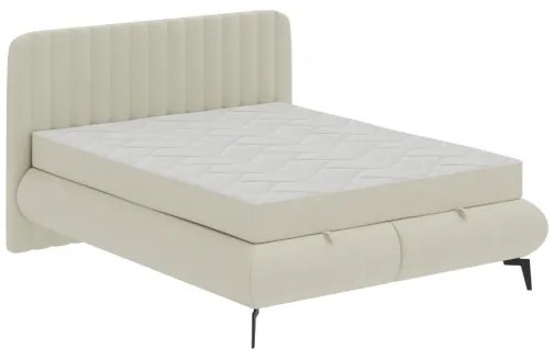 ALEXA kárpitozott ágy 180x200 cm, bézs, matracokkal és ágyneműtartóval