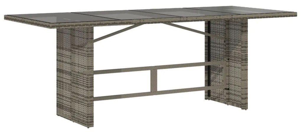 vidaXL szürke polyrattan üveglapos kerti asztal 190x80x74 cm