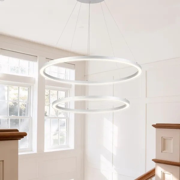 Brilagi-LED Dimmelhető. kábeles függeszték PORTOFINO LED/98W/230V átm. 80 cm ezüstszínű+távirányítóval