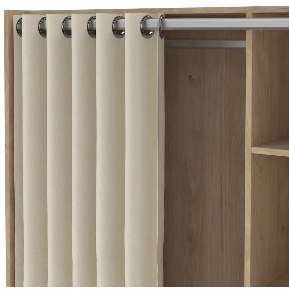 Fehér-bézs ruhásszekrény tölgyfa dekorral 105x180 cm Kit – Tvilum